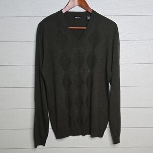 NWT Van Heusen Green V-Neck Sweater Knit